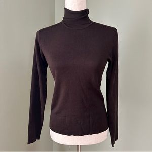 Georgiou studios 100% silk brown knit turtleneck women’s long sleeve